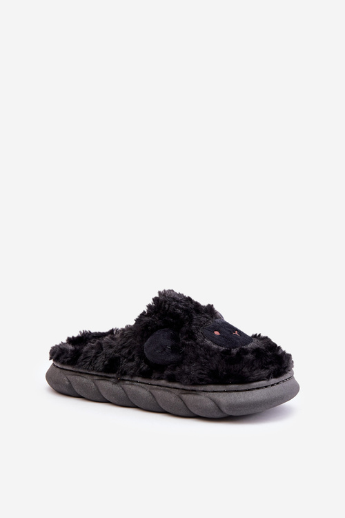 Жіночі пухнасті тапочки з мотивом овець, чорна Фея