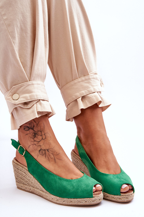 Замшеві босоніжки на танкетці Green Elsie