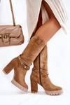 Жіночі високі чоботи на високому каблуці Lewski Shoes 3246 Beige