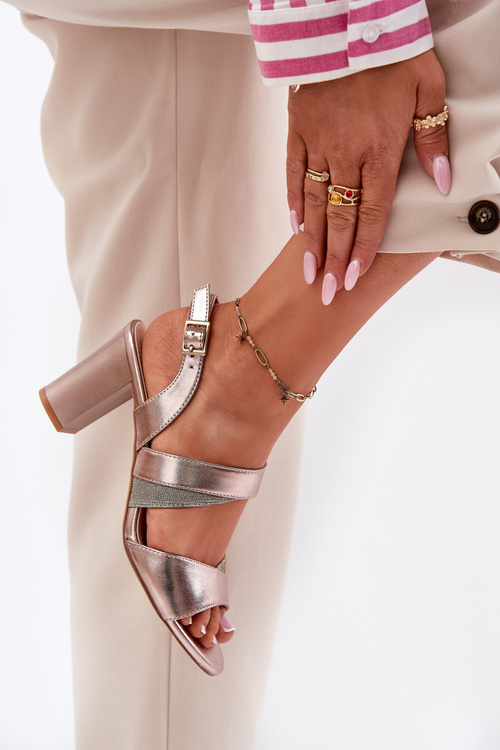 Жіночі Сандалі На Каблуку Sergio Leone SK866 Рожеве Золото