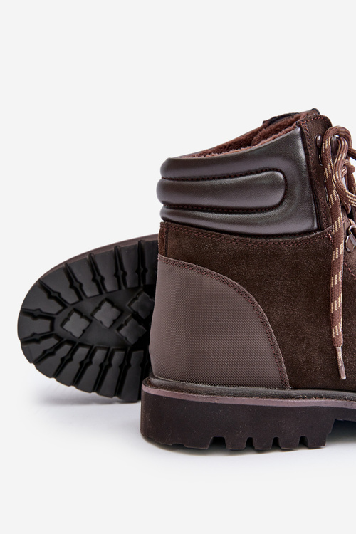 Замшеві утеплені чоловічі ботильйони Big Star OO174644 Коричневий