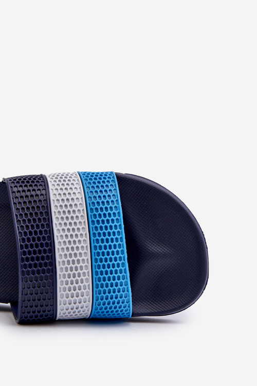 Класичні чоловічі шльопанці з ремінцями темно-синього кольору Sylri