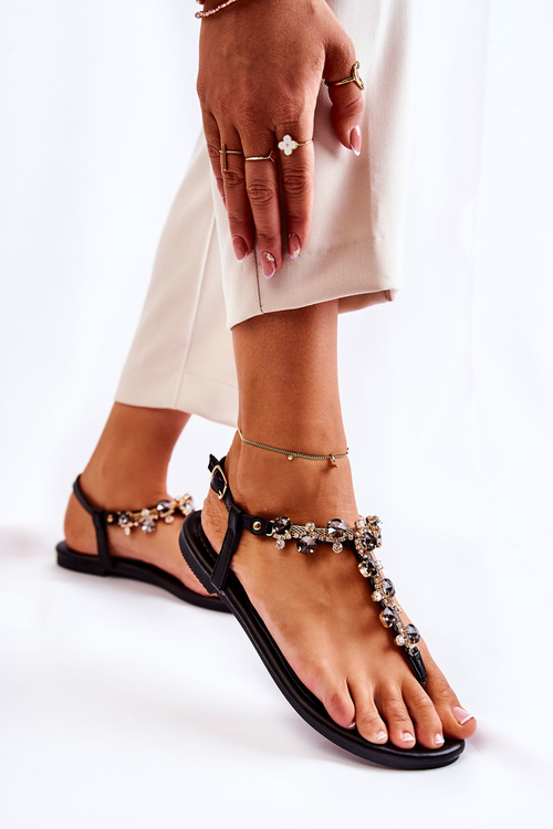 Комфортні жіночі босоніжки В'єтнамки з орнаментом Чорний Briven