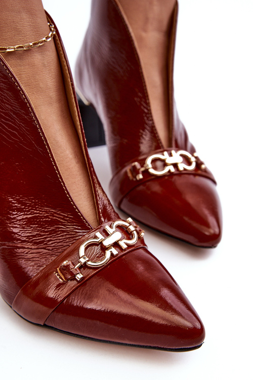 Шкіряні ботильйони на підборах Maciejka 05262-02 Коричневий