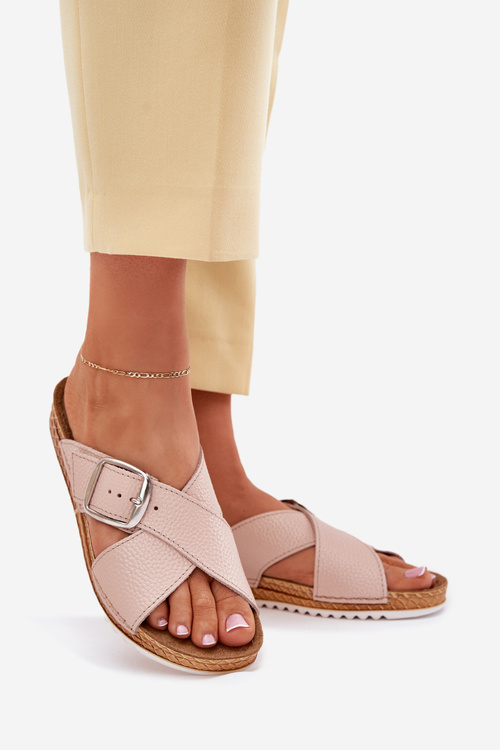 Шкіряні Жіночі Сандалі З Пряжкою Рожеві Inblu VO0004GU