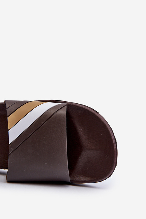 Класичні легкі чоловічі шльопанці коричневого кольору Бемостом