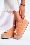 Жіночі еспадрільї на платформі з льону помаранчевого кольору Denver
