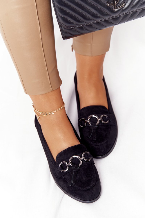 Елегантні жіночі лофери Vinceza 10585 замшеві чорні