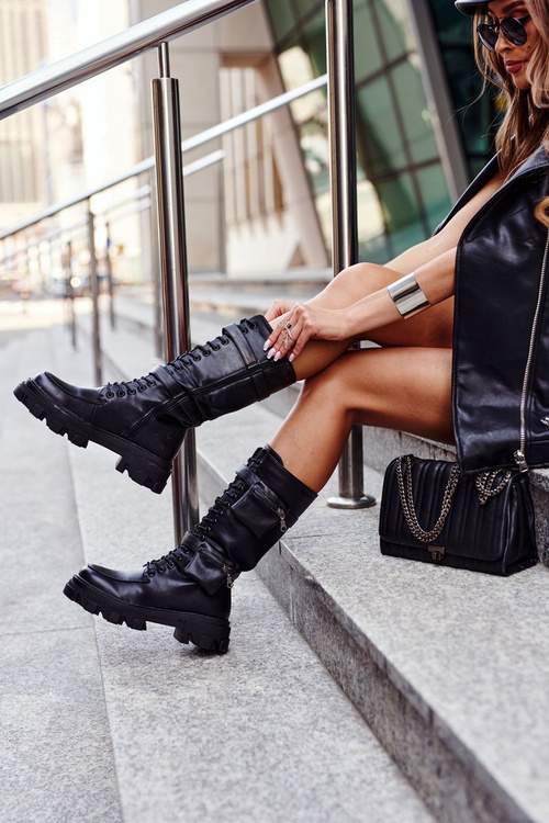 Чоботи жіночі теплі чорні високі Winryna