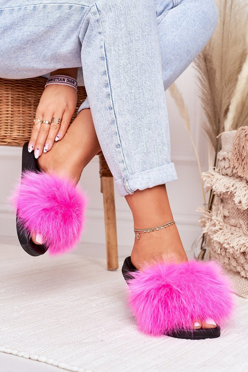 Жіночі тапочки з хутром фуксія Belmondo