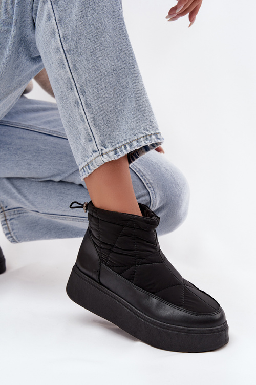 Жіночі зимові черевики на платформі з хутром чорні Tahlira