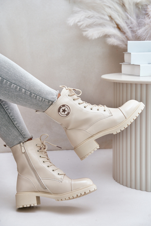 Теплі робочі черевики на блискавці Beige Soratta