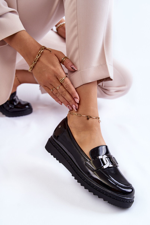 Лаковані мокасини на платформі чорного кольору Abisso