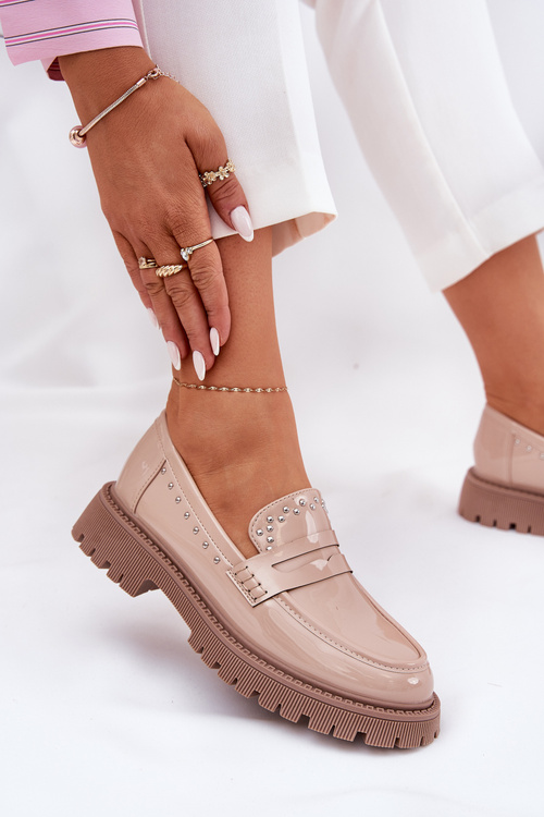 Лакові Мокасини Для Жінок З Декором Бежеві Nallae
