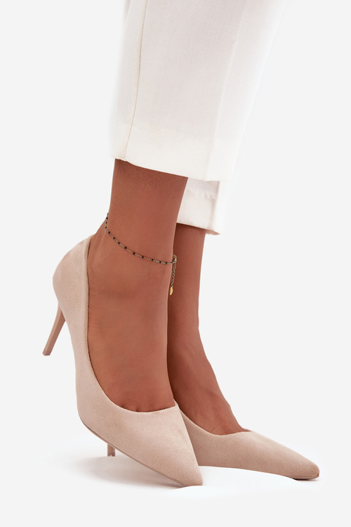 Жіночі шпильки з еко замші бежеві Elvessa