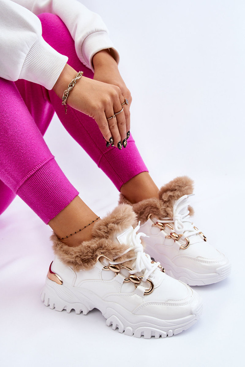 Жіночі утеплені спортивні черевики на шнурівці білі Kerberos