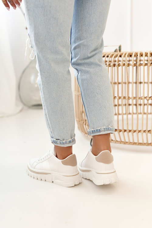 Жіночі кросівки на масивній підошві білі бежеві Riri