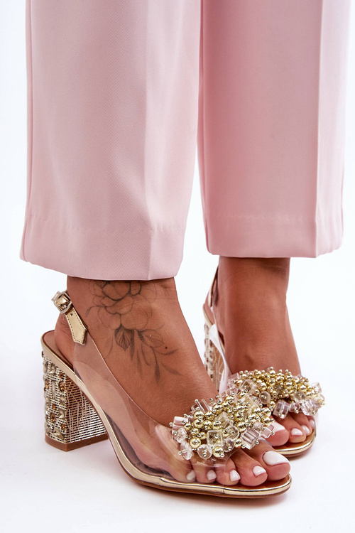 Прозорі стильні туфлі на шпильці Gold SBarski MR1037-19