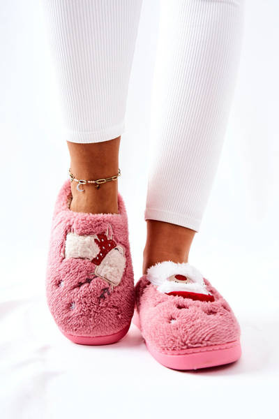 Новорічні тапочки Санта Клаус і Олені Рожеві