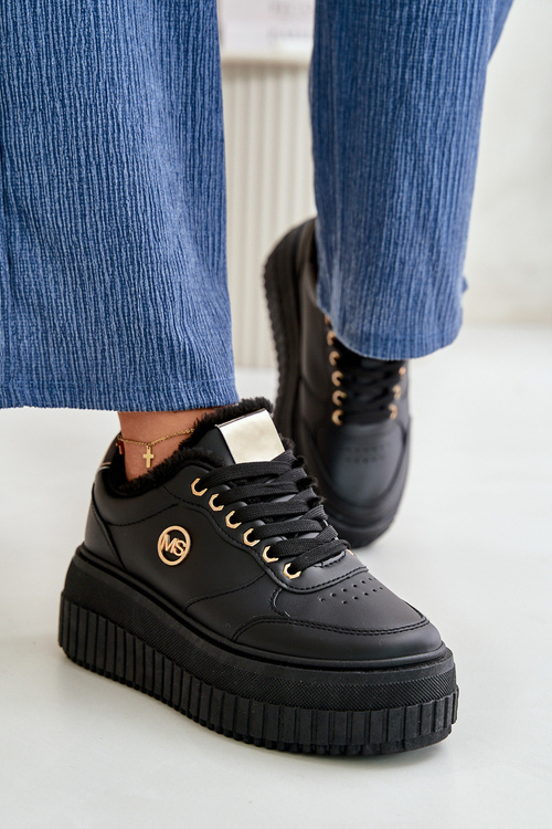 Кросівки жіночі спортивні утеплені на масивній підошві Чорні Ardiela