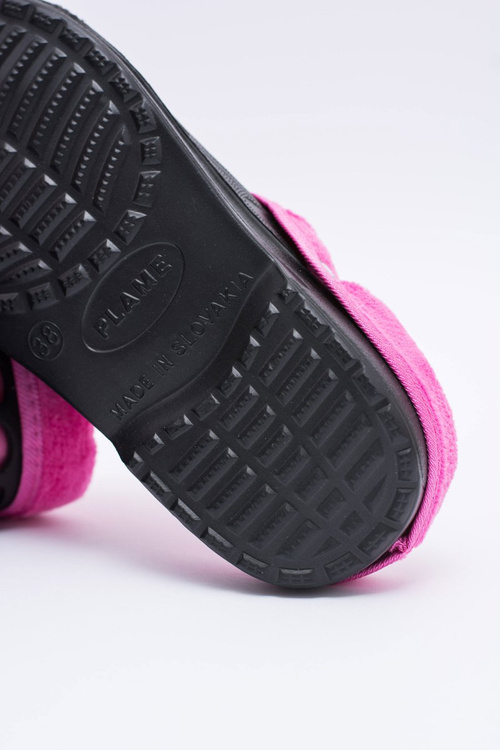 Жіночі шльопанці утеплені чорно-рожеві Kroks EVA