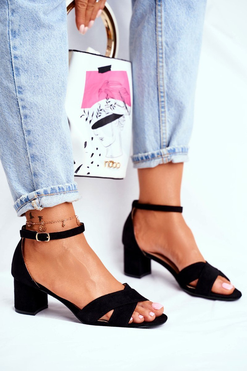 Замшеві босоніжки на високому каблуці Black Nela