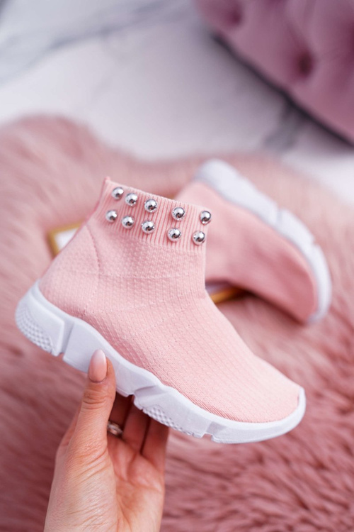 Дитяче молодіжне спортивне взуття сліпони з намистинами рожеві Verone