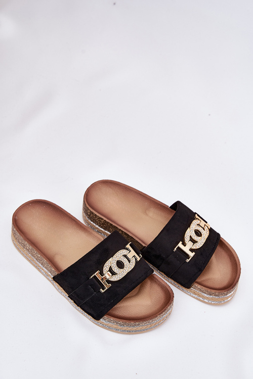 Жіночі Сандалі З Золотим Декором На Платформі З Блискітками Чорні Eanes