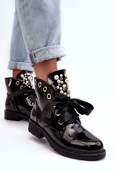 Лаковані прикрашені чоботи Black Sirdre