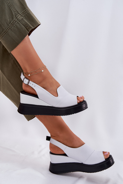 Шкіряні Жіночі Сандалі На Каблуці Artiker 52C0483 Білі