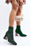 Блискучі ботильйони на каблуці Green Sognota