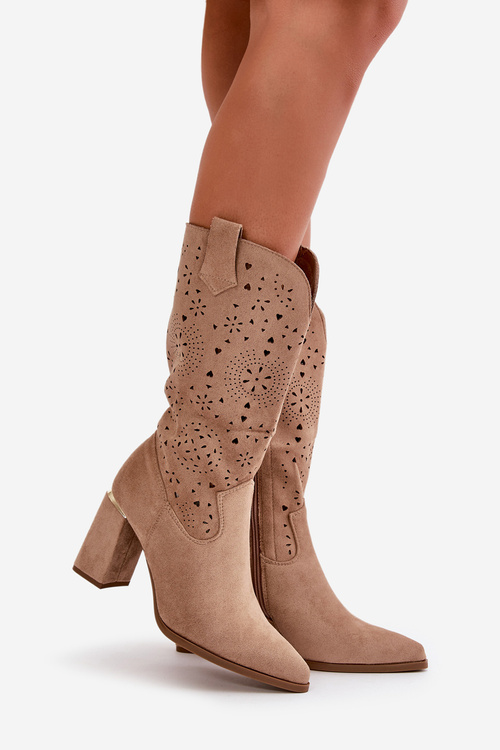 Жіночі ботильйони на шнурівці з гострими носами з темно-бежевої штучної замші Nevithra