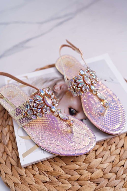 Сандалі шльопанці з кристалами Lu Boo рожеві