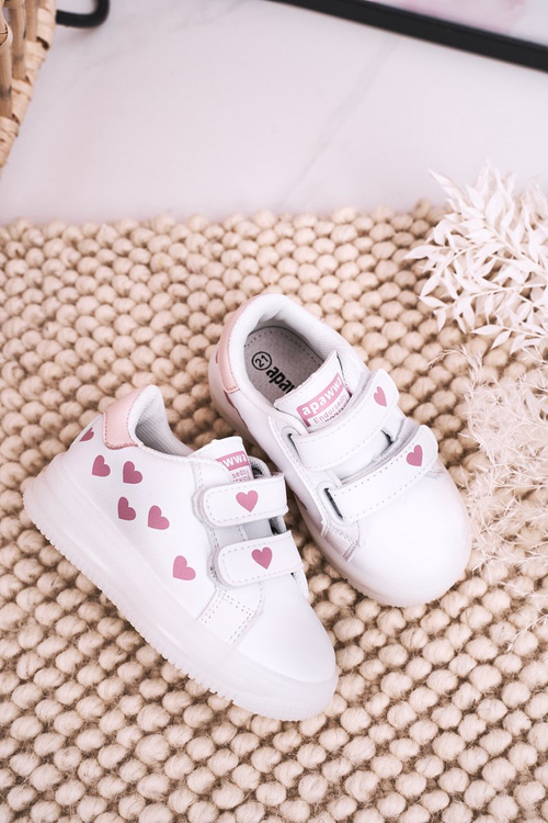 Дитяче спортивне взуття на LED підошві біло-рожевий бумер