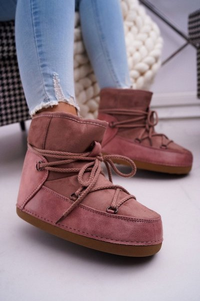 Жіночі зимові черевики флісові утеплені рожеві Veme