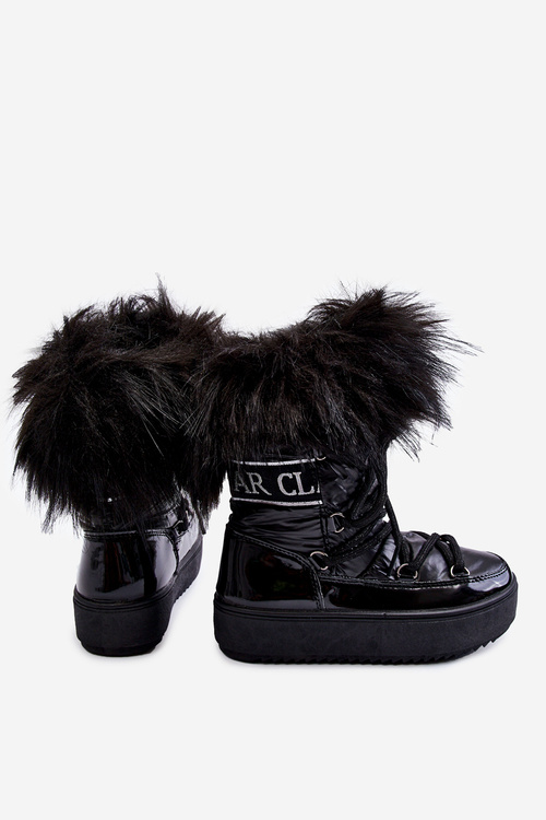 Теплі снігові черевики на шнурівці чорні Colioris