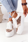 Жіночі спортивні кросівки на платформі біло-золоті Allisone