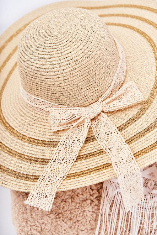 Жіноча шапка з бантом бежевий Fibi