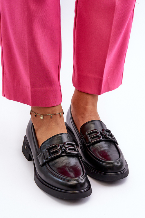 Елегантні чорні шкіряні жіночі мокасини Triana