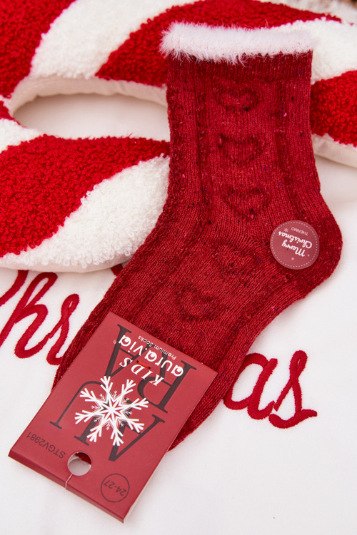 Дитячі святкові носки з серцями Вовна альпаки Червоні