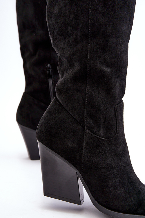 Замшеві ковбойські чоботи Модні чорні Delia