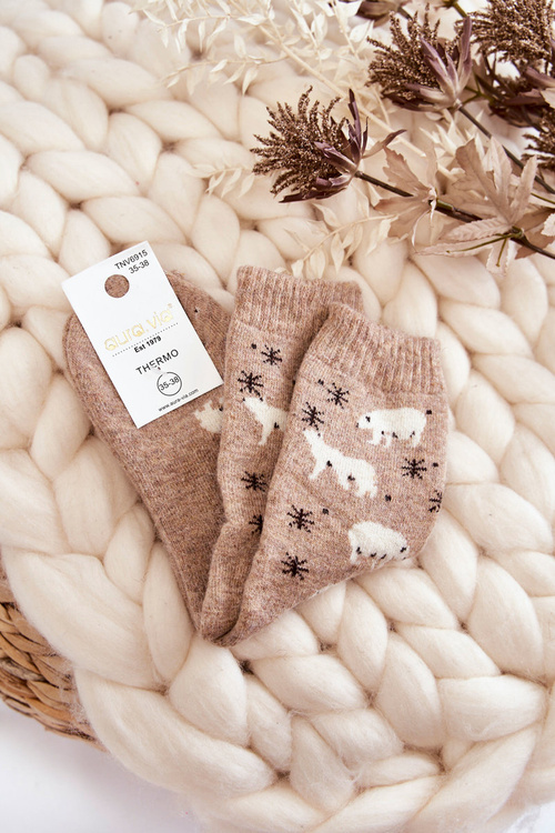 Жіночі вовняні шкарпетки бежевого кольору Polar Bear