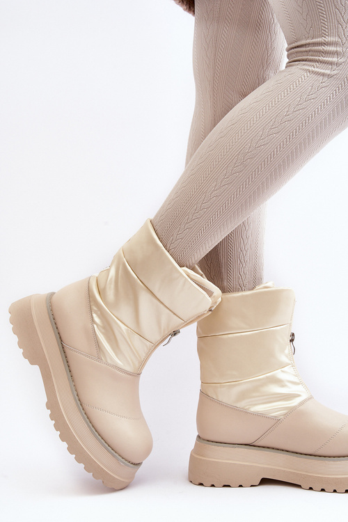 Жіночі зимові черевики на товстій підошві GOE MM2N4079 Бежеві