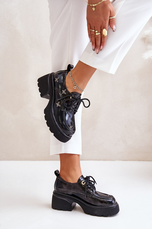 Туфлі жіночі лаковані з декором Натуральна шкіра Artiker 55C1011 Чорні