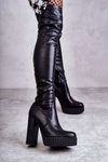 Шкіряні високі чоботи на платформі Black Katrina 
