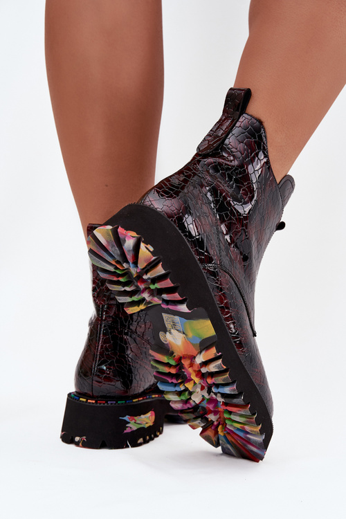 Лаковані жіночі черевики з натуральної шкіри з утеплювачем Artiker 57C0165 Бордо