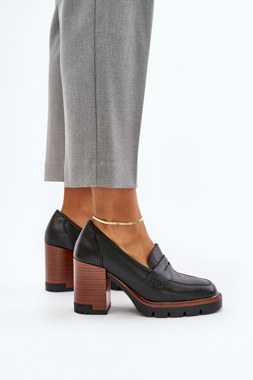 Жіночі човники на високих підборах і платформі з чорної еко-замші Vinceza 58105