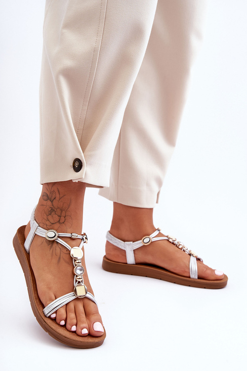 Жіночі декоровані босоніжки Silver Kushi