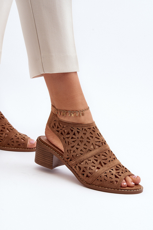 Коричневі босоніжки на високих підборах Serapina