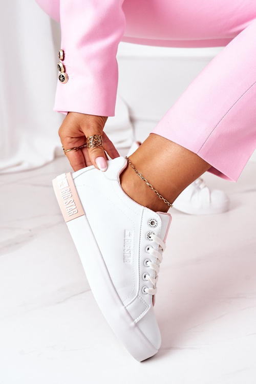 Жіночі шкіряні кросівки BIG STAR II274033 біло-рожеві